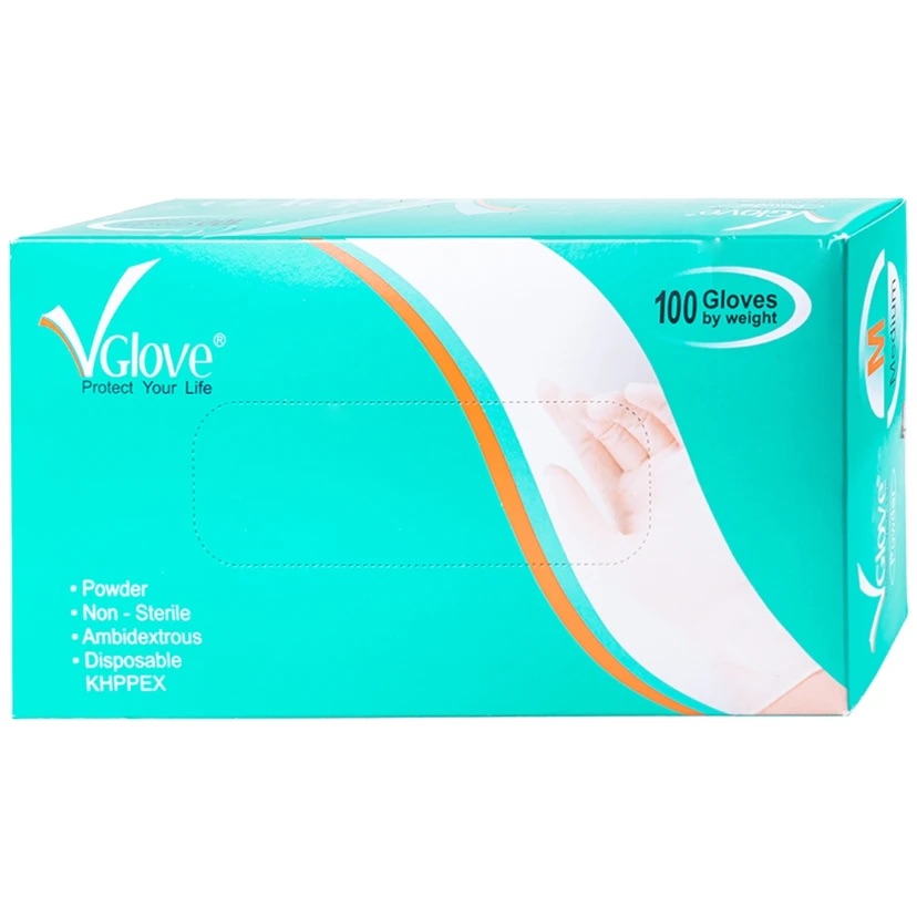 Găng tay cao su có bột Vglove Khải Hoàn - HÀNG CHÍNH HÃNG