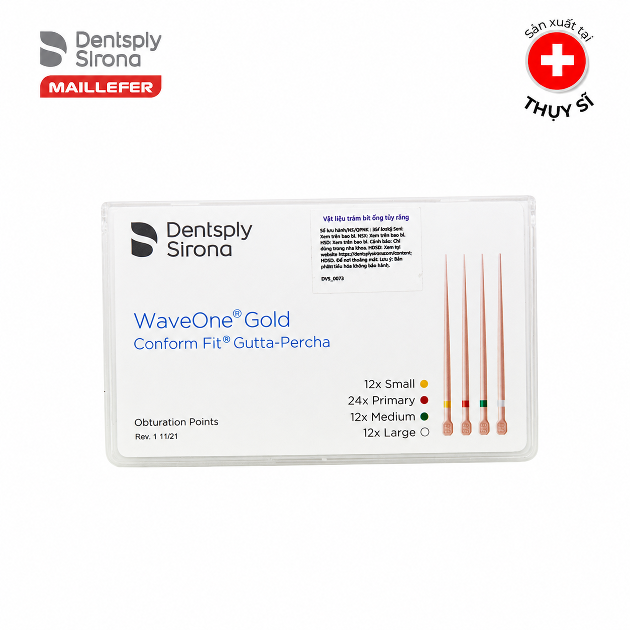 Côn chính nội nha WAVEONE GOLD CONFOM FIT GUTTA-PERCHA POINTS Maillefer Dentsply Mỹ