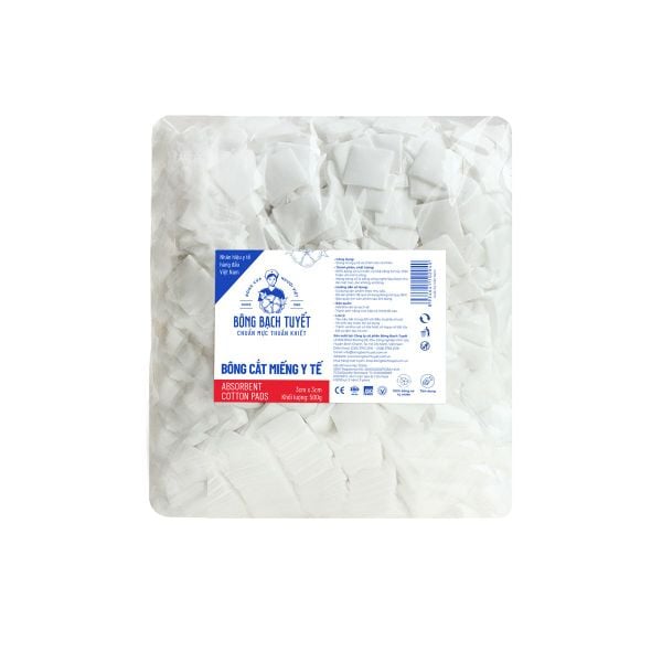 Bông y tế Bạch Tuyết cắt 3cm x 3cm - xuất xứ Việt Nam