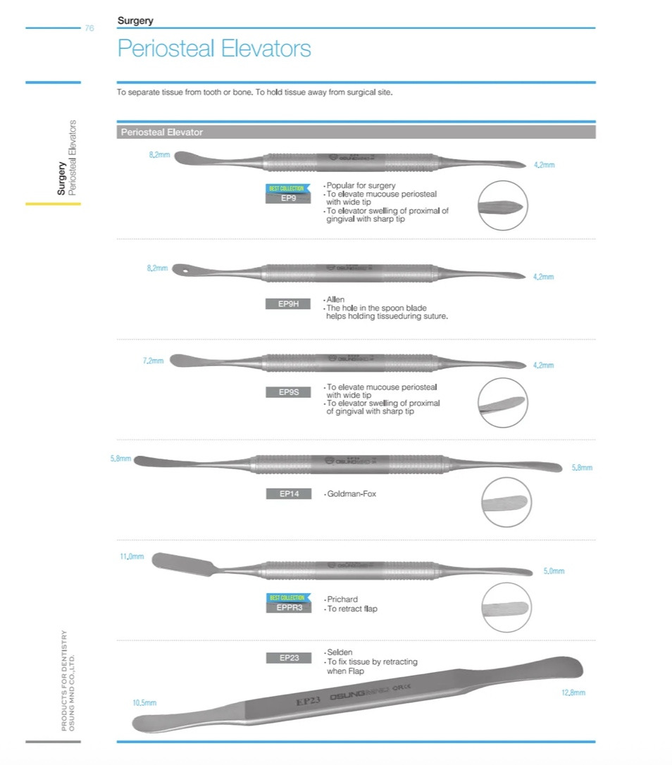 Cây bóc tách Osung 2 đầu Periosteal Elevator | Osung Hàn Quốc