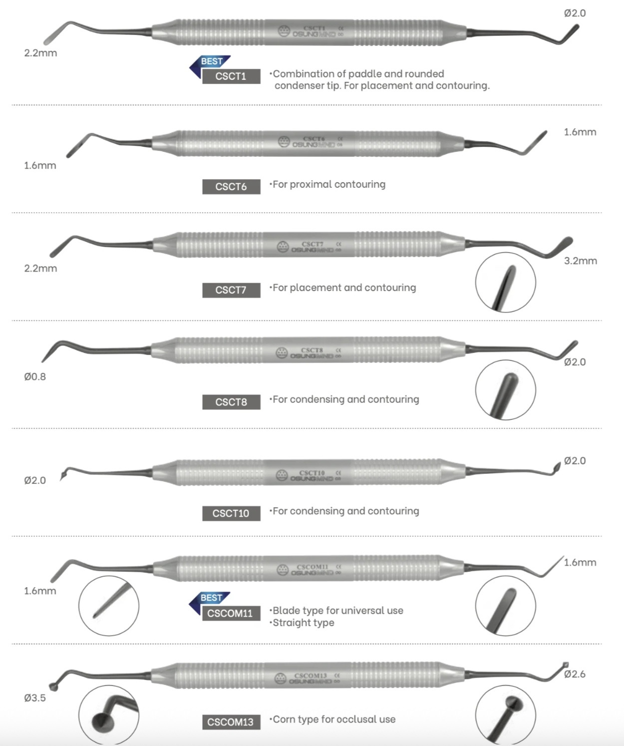 Cây dụng cụ trám composite 2 đầu Osung | Osung Hàn Quốc