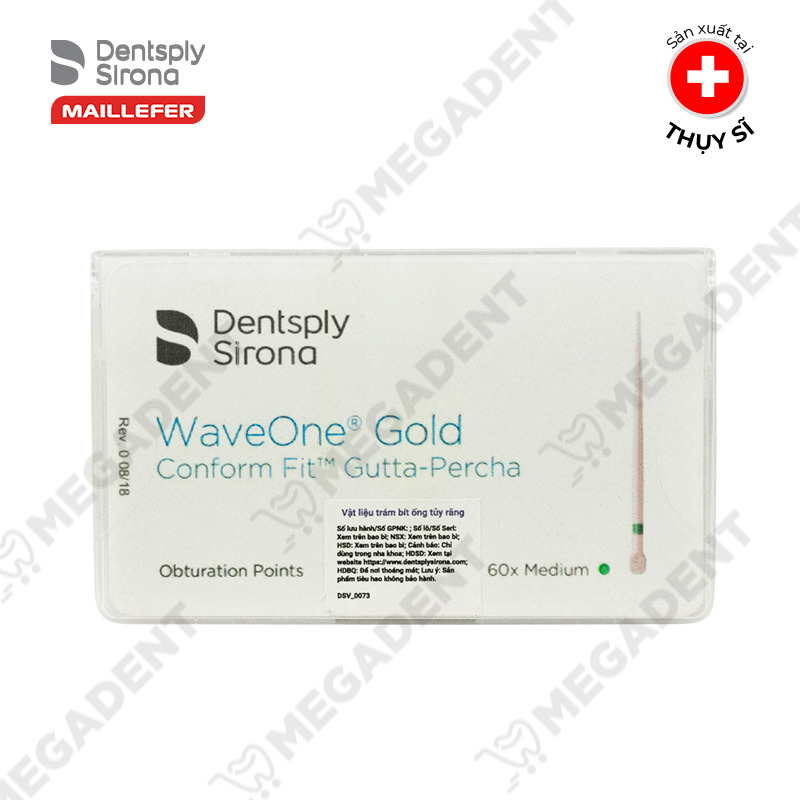 Côn chính nội nha WAVEONE GOLD CONFOM FIT GUTTA-PERCHA POINTS Maillefer Dentsply Mỹ