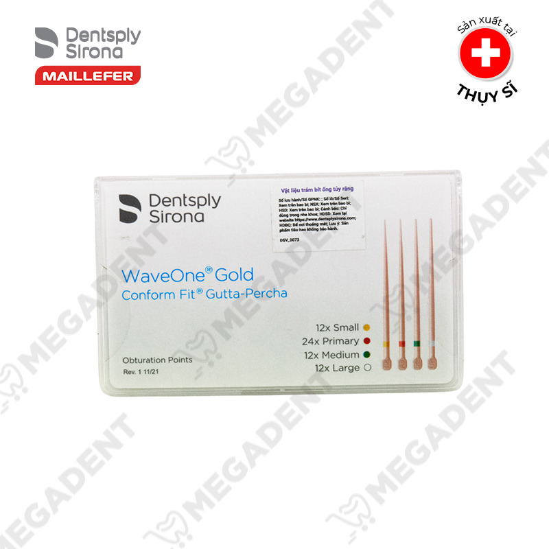 Côn chính nội nha WAVEONE GOLD CONFOM FIT GUTTA-PERCHA POINTS Maillefer Dentsply Mỹ