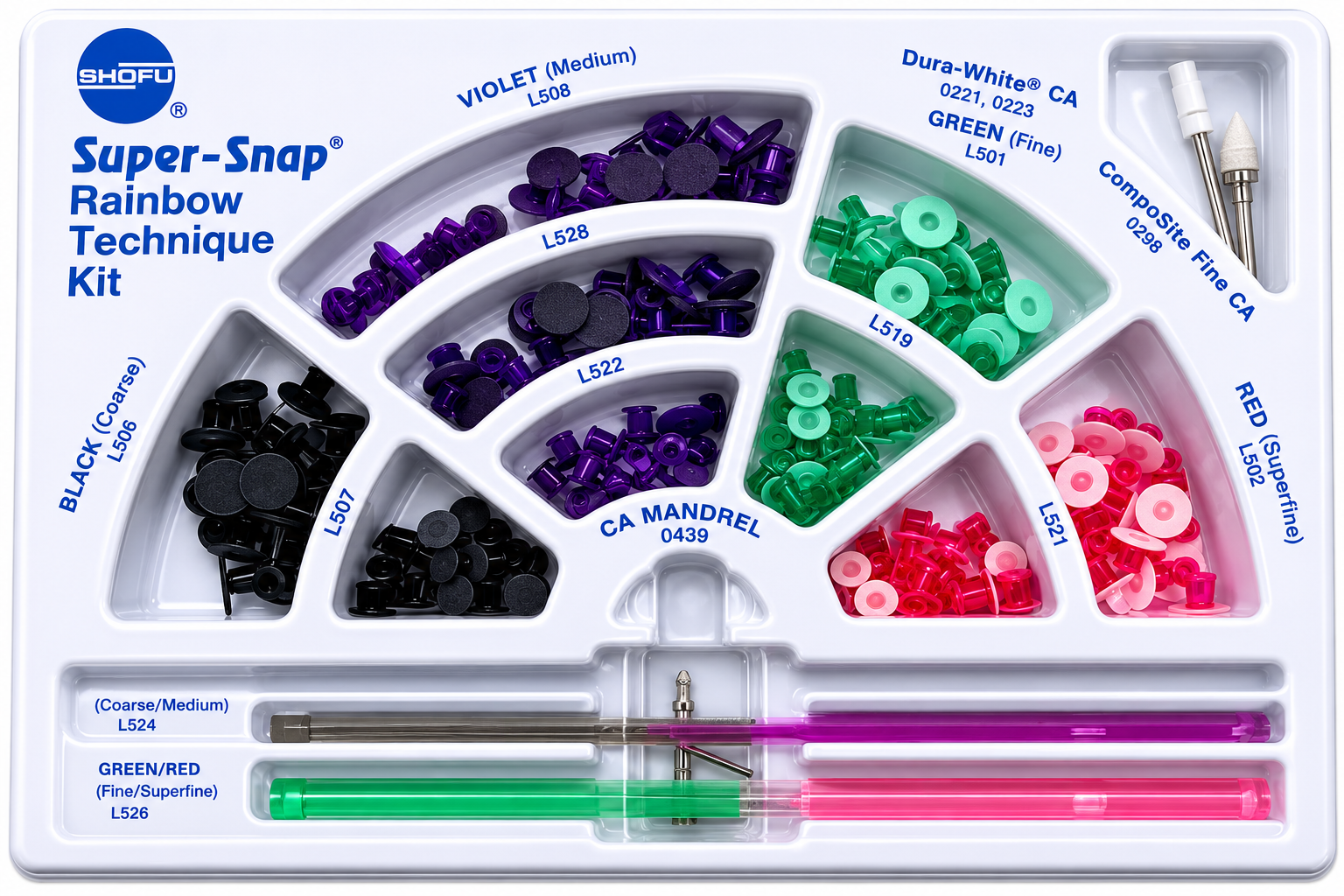 Đánh bóng composite Shofu Super-Snap Rainbow Technique Kit - Bộ lớn